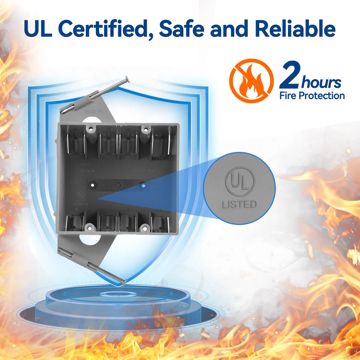 ul certified 2 hour fire protection 2 gang new work eletrical box