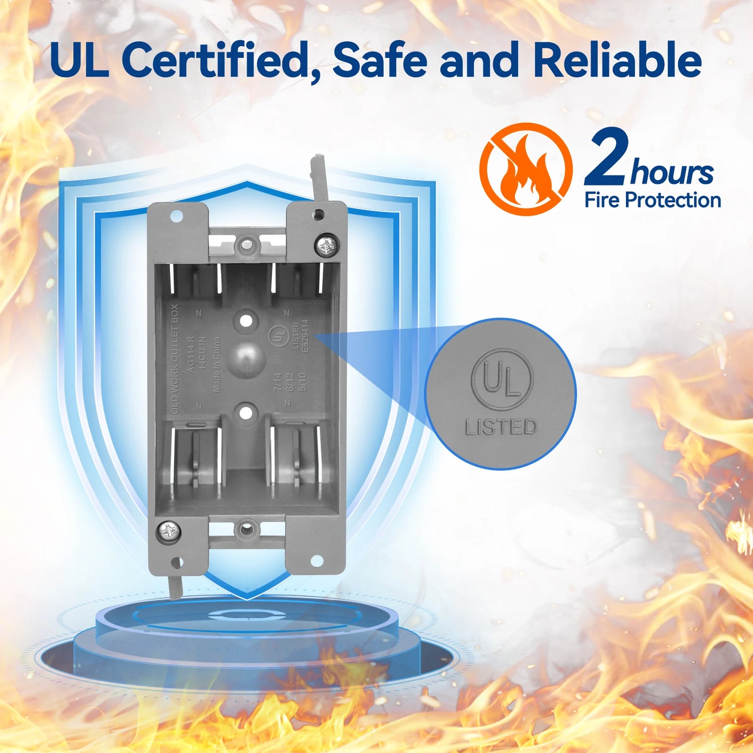 togalonn ul certified 2 hours fire protection 1 gang old work eletrical box