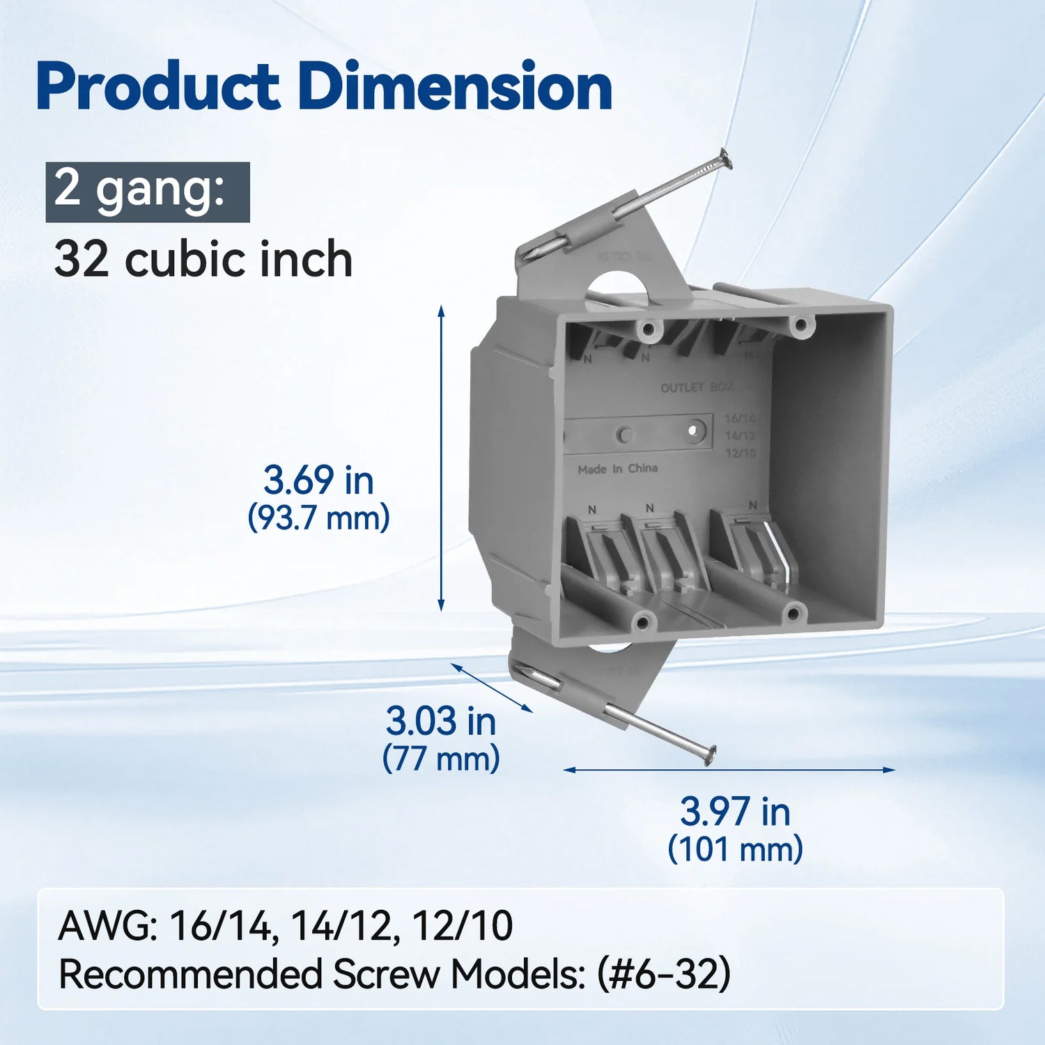 togalonn 2 gang new work eletrical box product dimension
