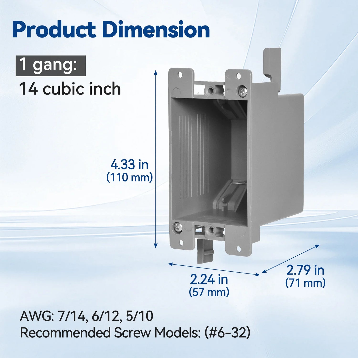 togalonn 14 cu.in 1 gang old work eletrical box product dimension