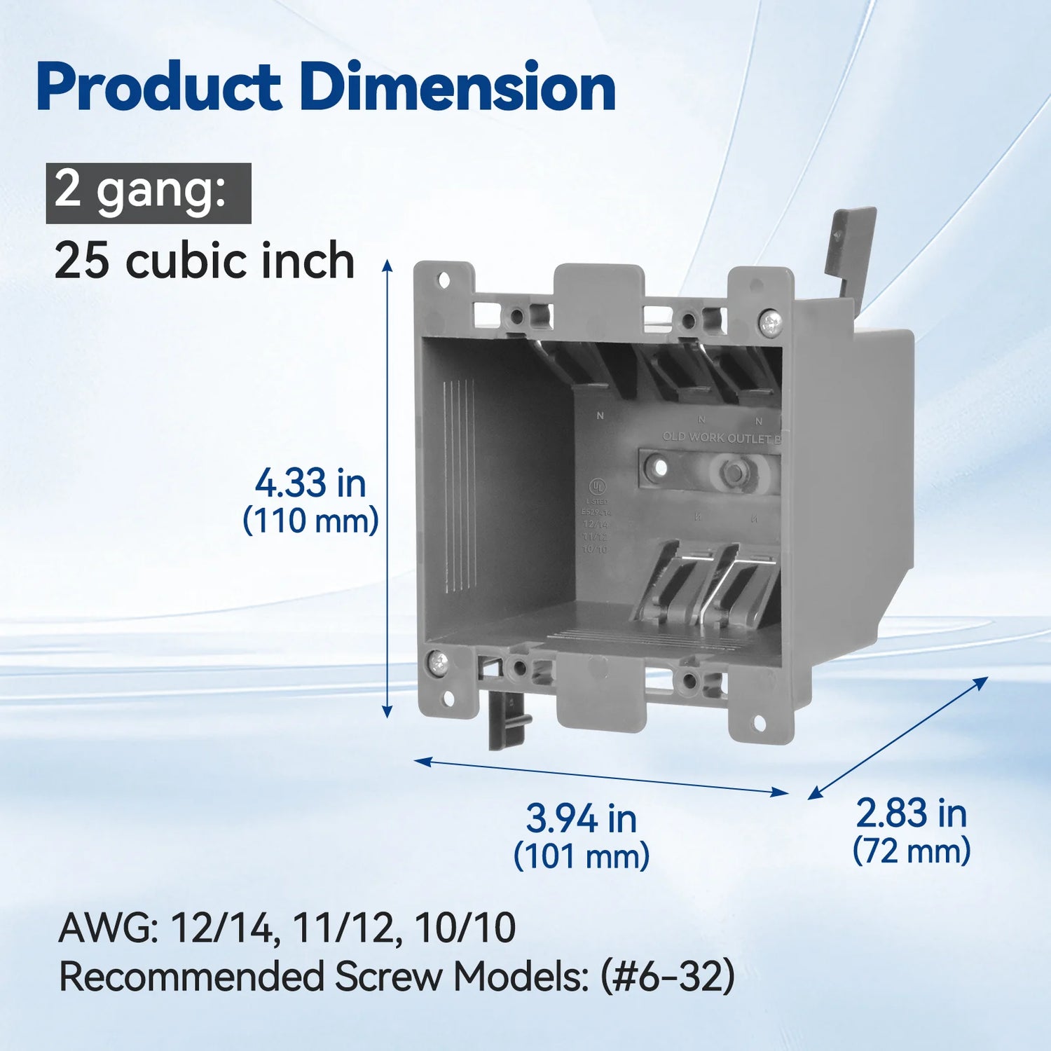 25 cu.in 2 gang old work eletrial box product parameters