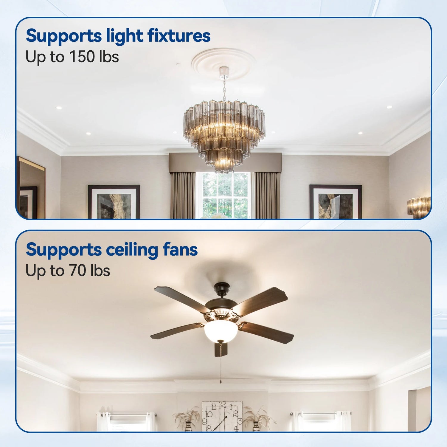 togalonn pvc ceiling fan box with with to 150 lbs weight capacity