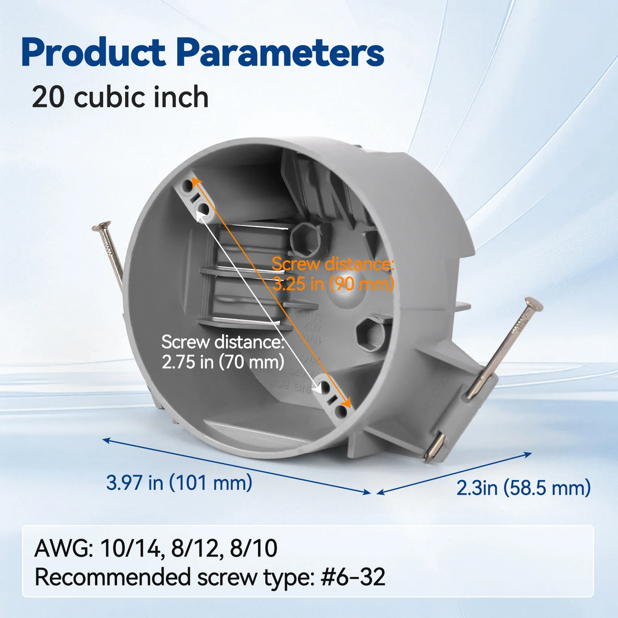 20 cu.in eletrial box product parameters