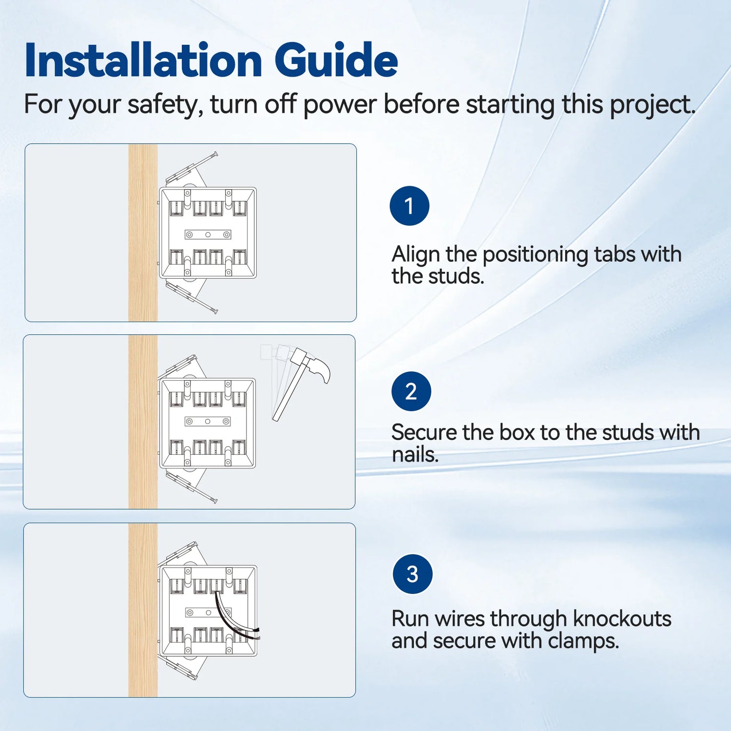 togalonn pvc 2 gang new work eletrical box installation steps