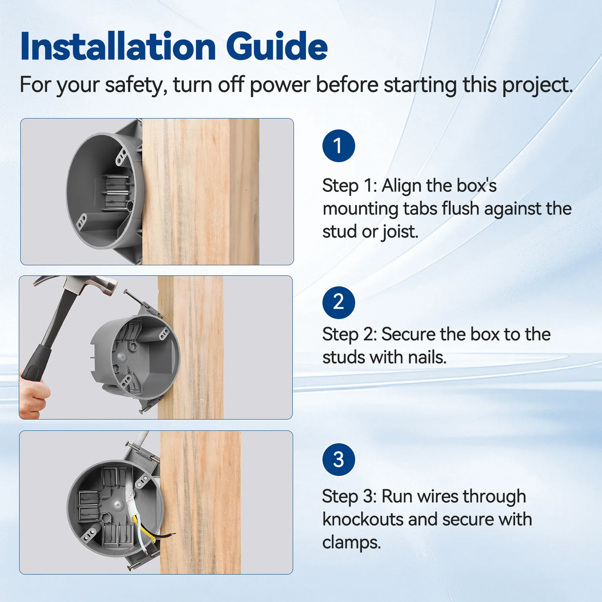 easy install eletrical box - installation guide